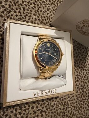 Versace Gold and Navy Men’s Bracelet Watch